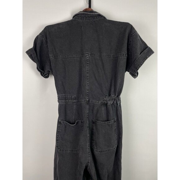 Free People We The Free Marci Washed Black Denim Cotton Coverall Jumpsuit Size S - Picture 9 of 11